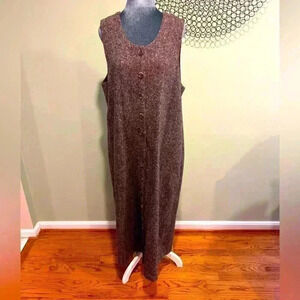 Orvis sleeveless lined tweed dress with pockets brown/burgundy - Size 16